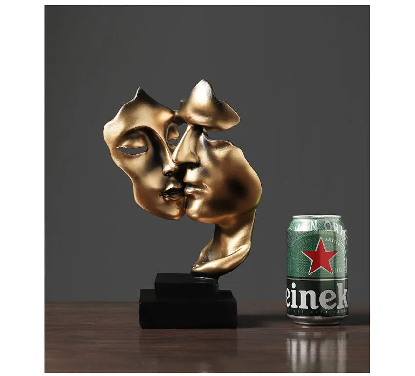 UHKA | Embracing Faces Sculpture – Twin-Face Bronze Art Object