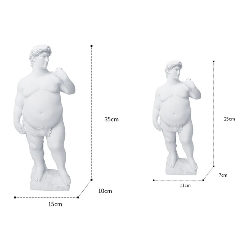 Fat David Statue – Modern Resin Sculpture with Classical Humor for Home Decor