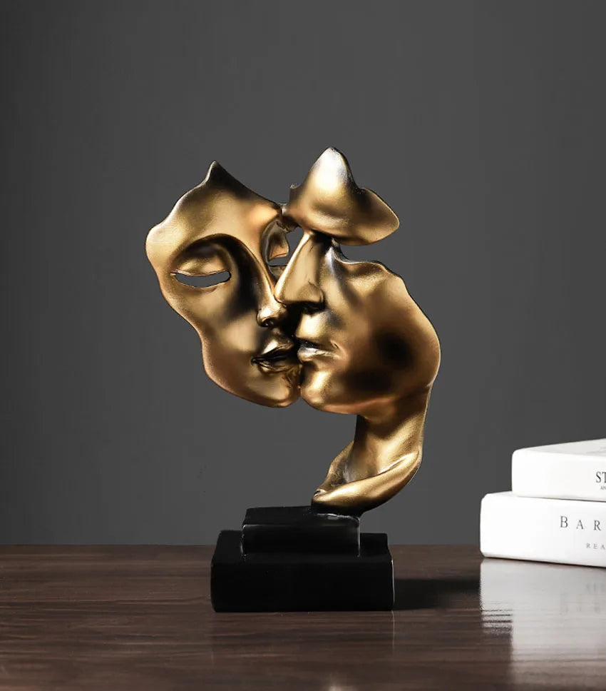 UHKA | Embracing Faces Sculpture – Twin-Face Bronze Art Object