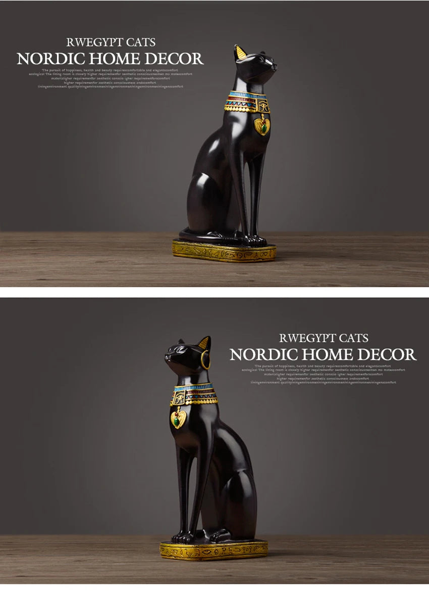 Egyptian Cat Resin Figurine – Modern Home Decor Sculpture, Interior Ornament