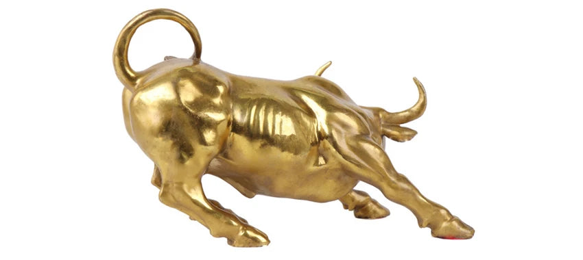 Golden Bull Figurine – Modern Resin Animal Ornament for Home Decor
