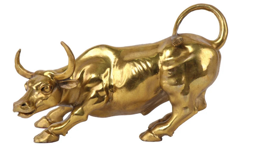 Golden Bull Figurine – Modern Resin Animal Ornament for Home Decor