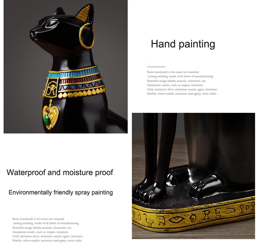 Egyptian Cat Resin Figurine – Modern Home Decor Sculpture, Interior Ornament