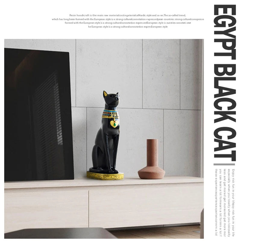 Egyptian Cat Resin Figurine – Modern Home Decor Sculpture, Interior Ornament