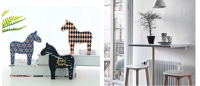 Wooden Horse Sculpture – Rustic Home Decor Statue, Interior Art Ornament