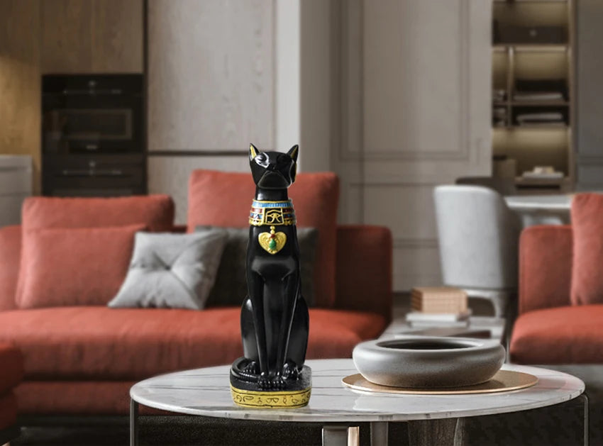 Egyptian Cat Resin Figurine – Modern Home Decor Sculpture, Interior Ornament