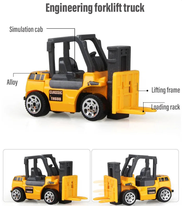 10 In 1 Construction Toys Truck Storage Die-cast Vehicle Transporter Car Set Excavator Dump Truck Digger Backhoe for Kids Gift