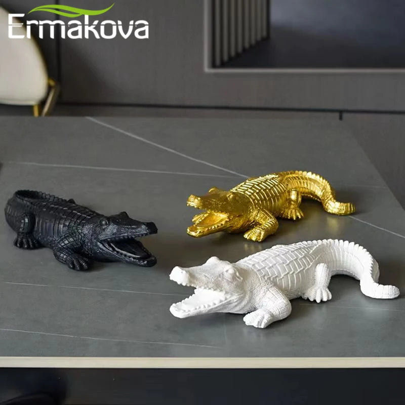 UHKA Colorful Crocodile Resin Figurine — Modern Animal Ornament for Home Decor