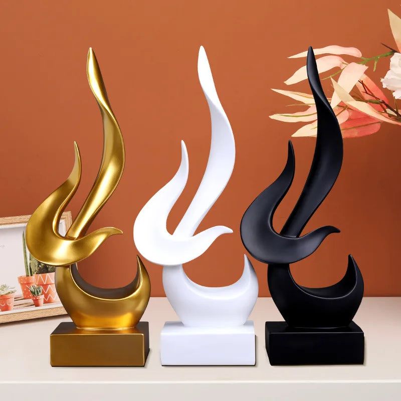 Abstract Flame Bird Sculpture – Modern Resin Home Decor Ornament