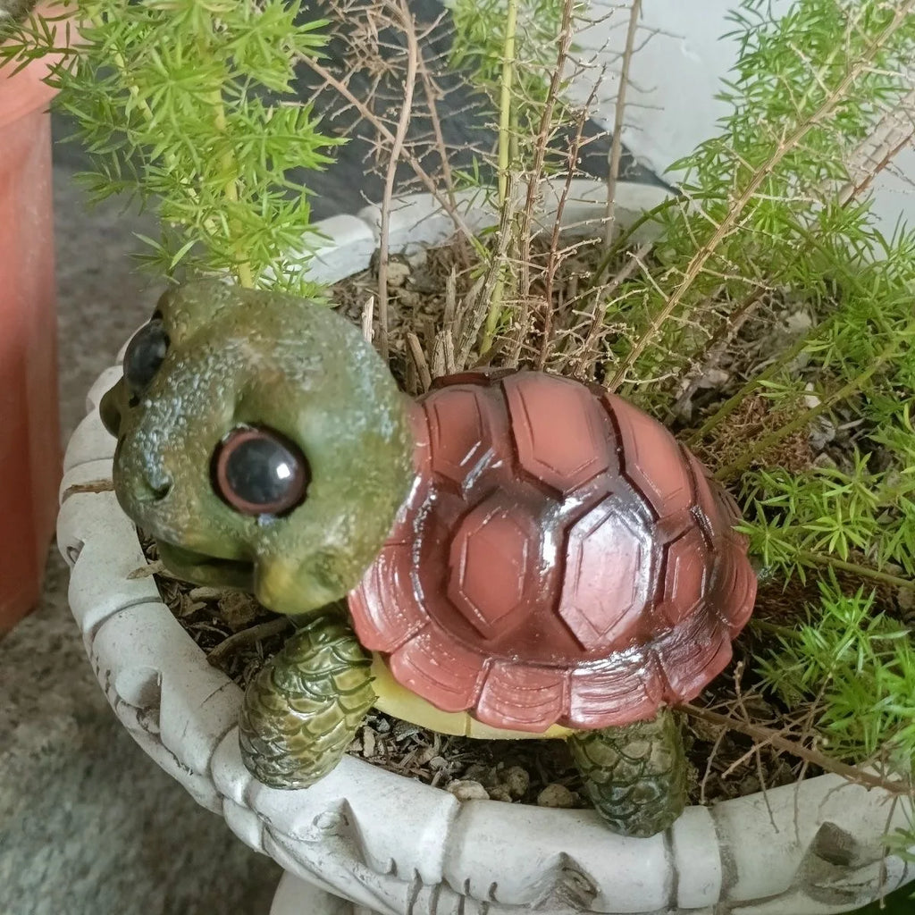 Cute Turtle Resin Figurine – Outdoor Garden Decor, Yard Lawn Ornament, Fish Tank Decoration, Mini Animal Statue