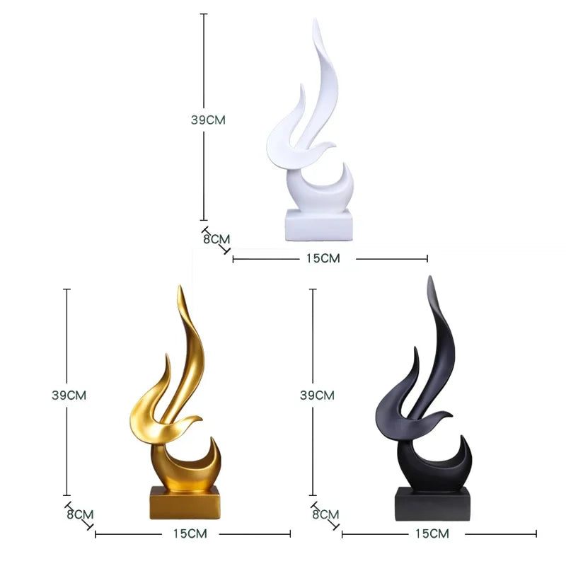 Abstract Flame Bird Sculpture – Modern Resin Home Decor Ornament
