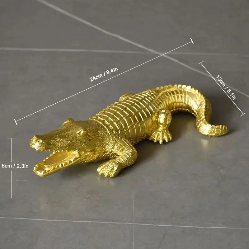 UHKA Colorful Crocodile Resin Figurine — Modern Animal Ornament for Home Decor