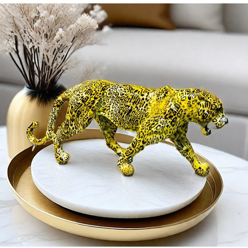 Leopard Resin Figurine – Modern Animal Decor Sculpture, Home & Office Ornament