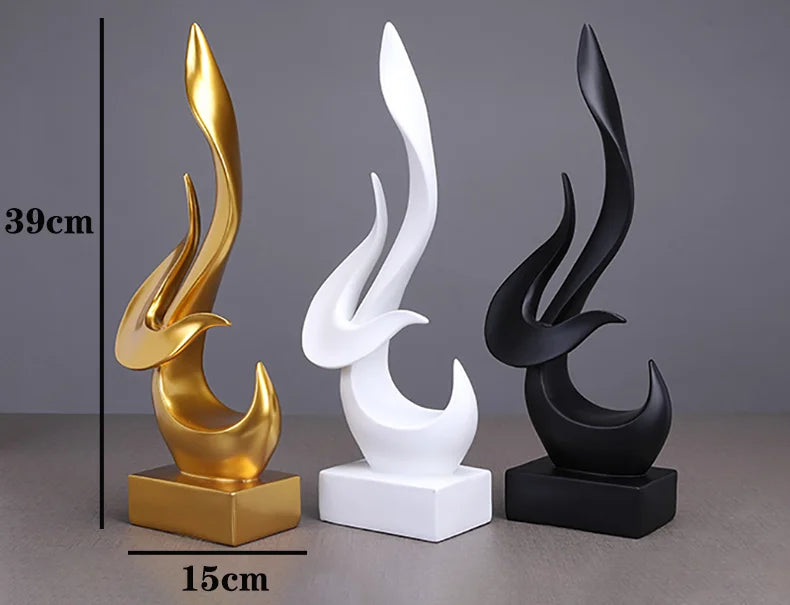 Abstract Flame Bird Sculpture – Modern Resin Home Decor Ornament