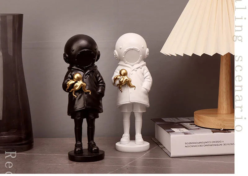 Diver-Helmet Child Figurine – Abstract Resin Sculpture for Home & Office Decor