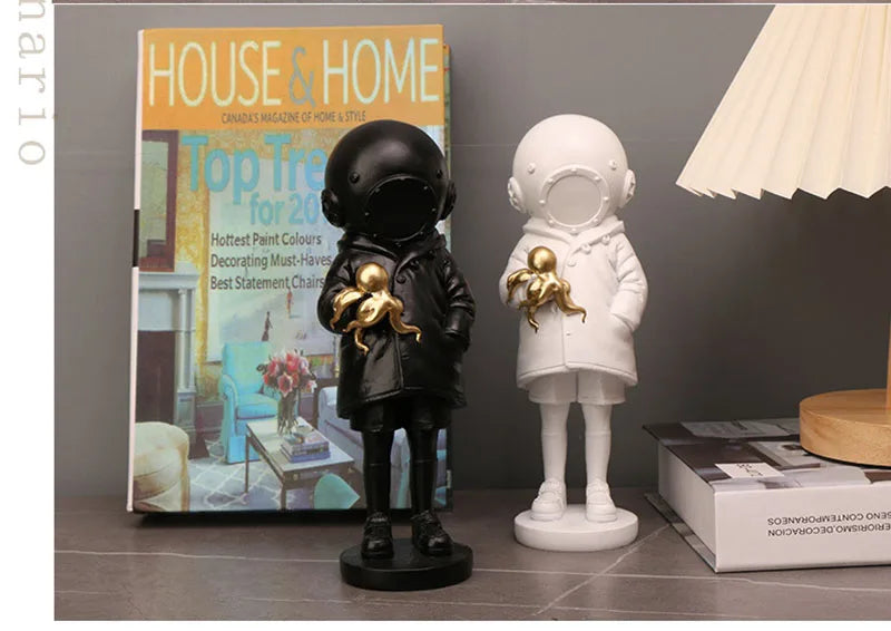 Diver-Helmet Child Figurine – Abstract Resin Sculpture for Home & Office Decor