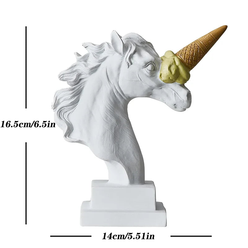 Ice-Cream Horn Horse Head Sculpture – Surreal Statement Object