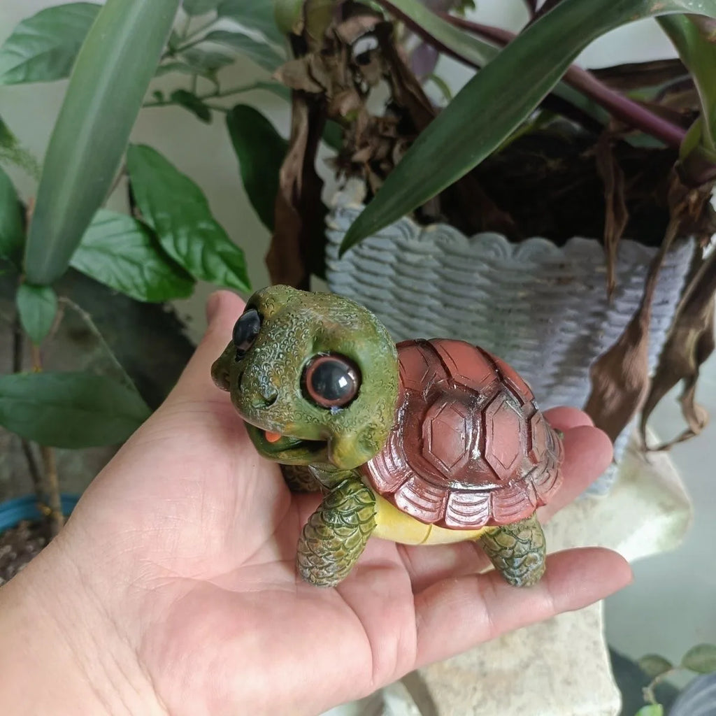Cute Turtle Resin Figurine – Outdoor Garden Decor, Yard Lawn Ornament, Fish Tank Decoration, Mini Animal Statue