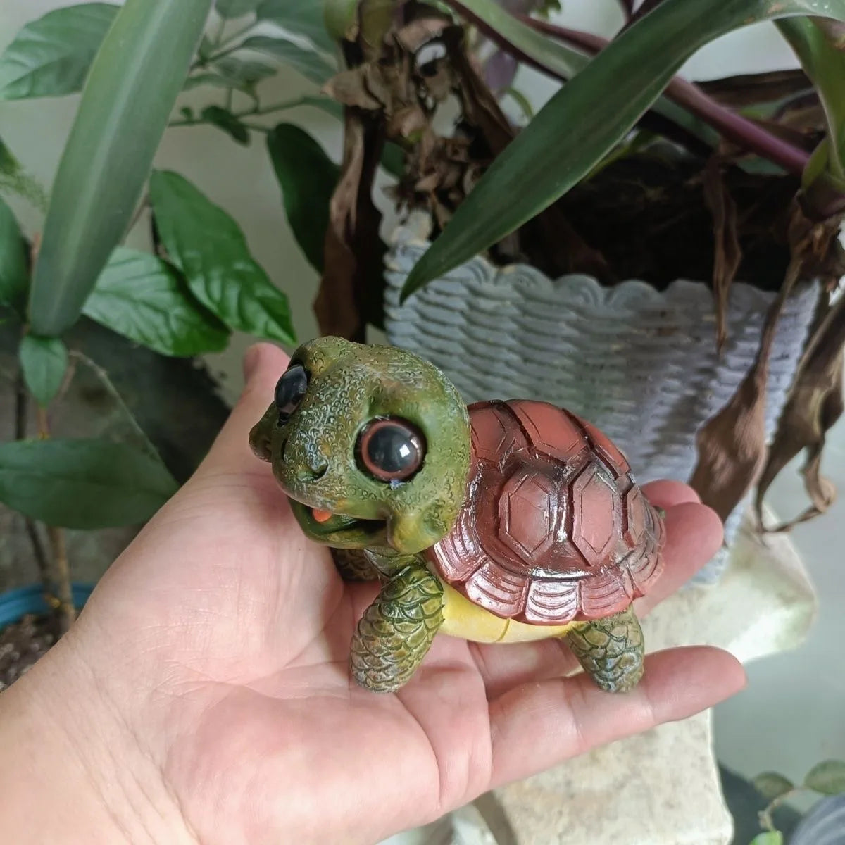 Cute Turtle Resin Figurine – Outdoor Garden Decor, Yard Lawn Ornament, Fish Tank Decoration, Mini Animal Statue