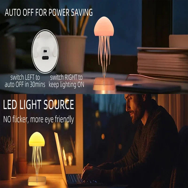 Jellyfish Lamp Remote & Touch Controlled, RGB Gradient Rechargeable Dancing Tentacles Night Light for Home Office Bedside Decor