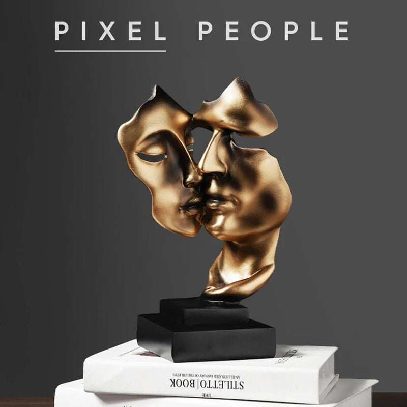 UHKA | Embracing Faces Sculpture – Twin-Face Bronze Art Object