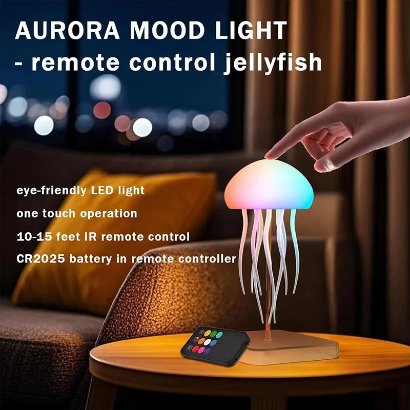 Jellyfish Lamp Remote & Touch Controlled, RGB Gradient Rechargeable Dancing Tentacles Night Light for Home Office Bedside Decor