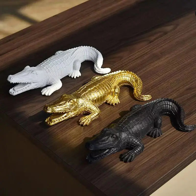 UHKA Colorful Crocodile Resin Figurine — Modern Animal Ornament for Home Decor
