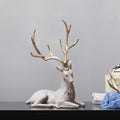 Gold-Antler Deer Figurine – Modern Resin Animal Ornament for Home Decor