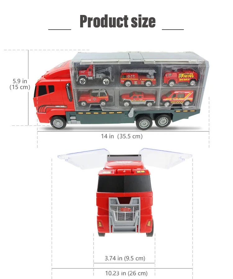 10 In 1 Construction Toys Truck Storage Die-cast Vehicle Transporter Car Set Excavator Dump Truck Digger Backhoe for Kids Gift