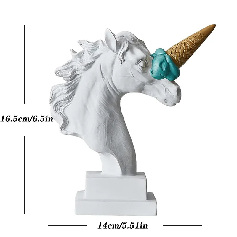Ice-Cream Horn Horse Head Sculpture – Surreal Statement Object