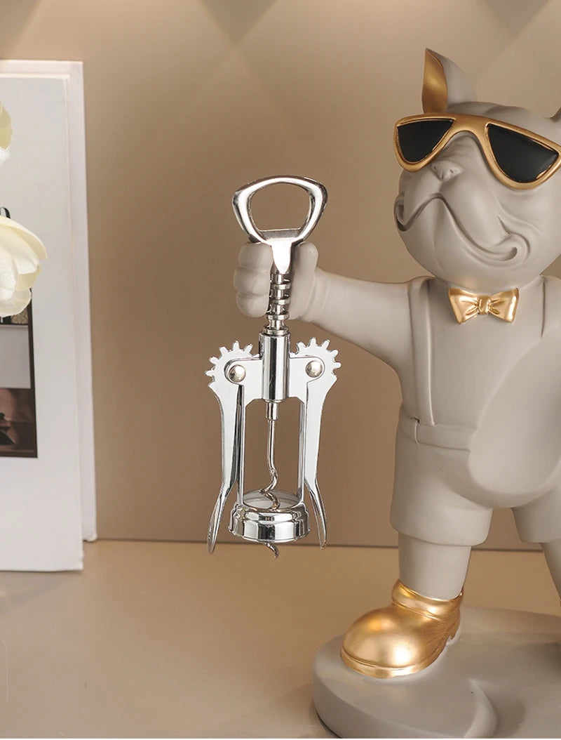 Matte Bulldog Wine Holder Figurine – Modern Resin Animal Ornament for Home Decor