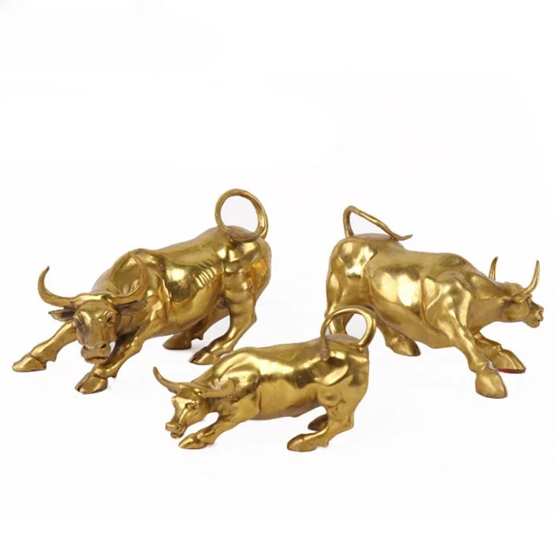 Golden Bull Figurine – Modern Resin Animal Ornament for Home Decor