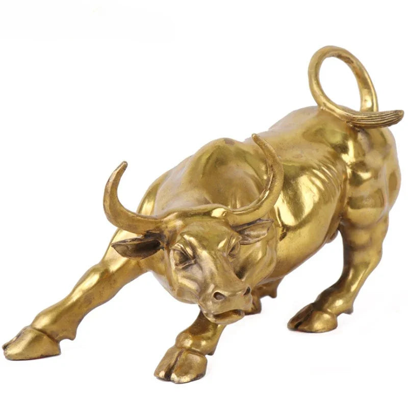 Golden Bull Figurine – Modern Resin Animal Ornament for Home Decor