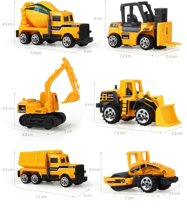10 In 1 Construction Toys Truck Storage Die-cast Vehicle Transporter Car Set Excavator Dump Truck Digger Backhoe for Kids Gift