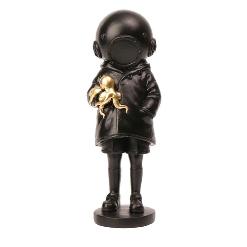 Diver-Helmet Child Figurine – Abstract Resin Sculpture for Home & Office Decor