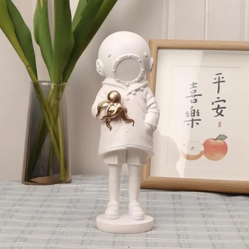 Diver-Helmet Child Figurine – Abstract Resin Sculpture for Home & Office Decor