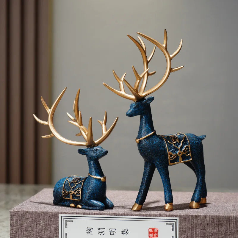 UHKA | Golden Antler Deer Figurine – Sculptural Animal Art Object