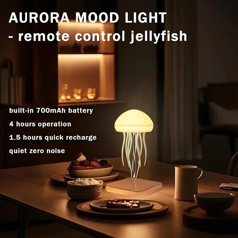 Jellyfish Lamp Remote & Touch Controlled, RGB Gradient Rechargeable Dancing Tentacles Night Light for Home Office Bedside Decor