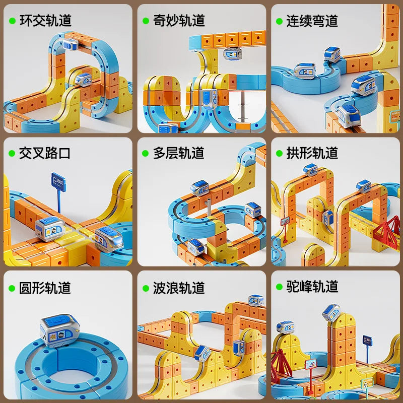 Hot Selling Magnetic Car Stem Racing Car Railtrack Set Montessori Motorized Train & Gravity Maze Toy Educational Gift For Kids