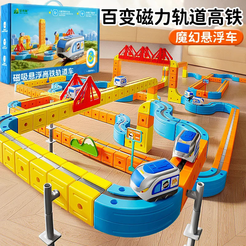 Hot Selling Magnetic Car Stem Racing Car Railtrack Set Montessori Motorized Train & Gravity Maze Toy Educational Gift For Kids