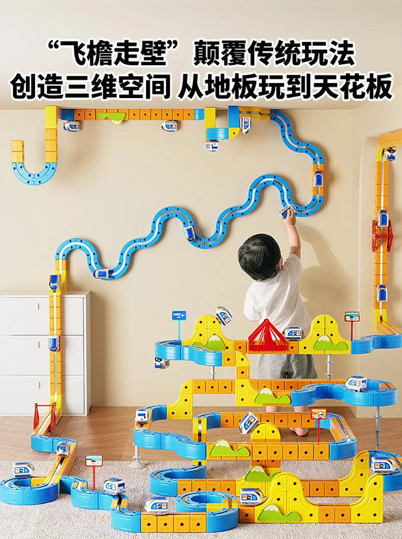 Hot Selling Magnetic Car Stem Racing Car Railtrack Set Montessori Motorized Train & Gravity Maze Toy Educational Gift For Kids