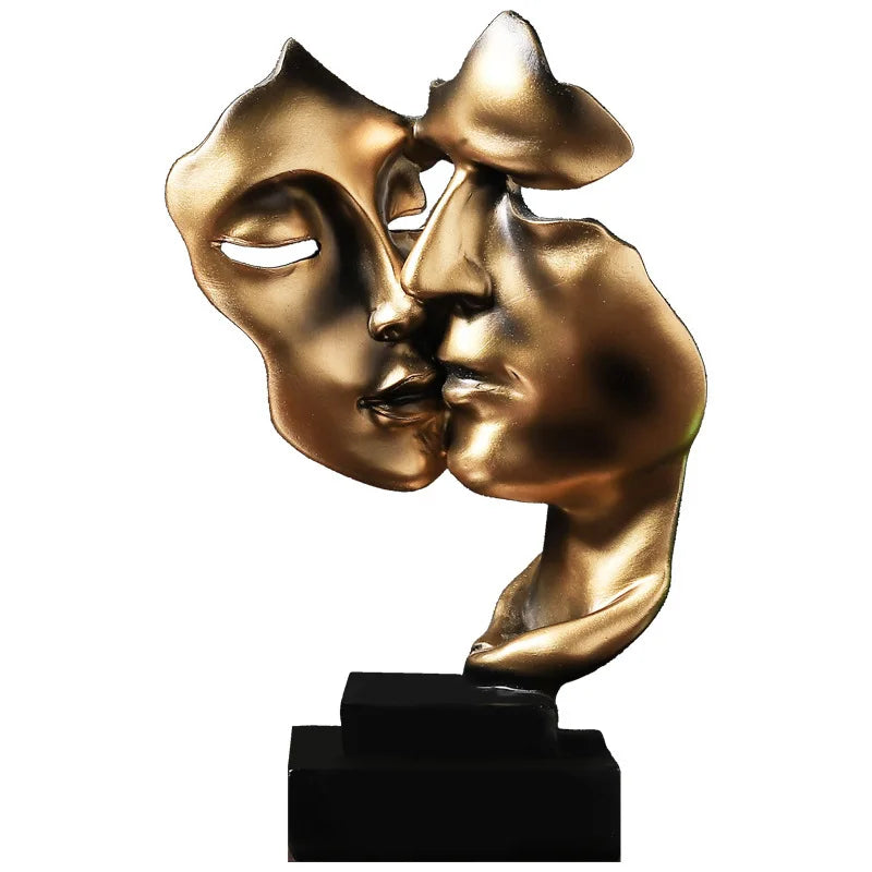 UHKA | Embracing Faces Sculpture – Twin-Face Bronze Art Object
