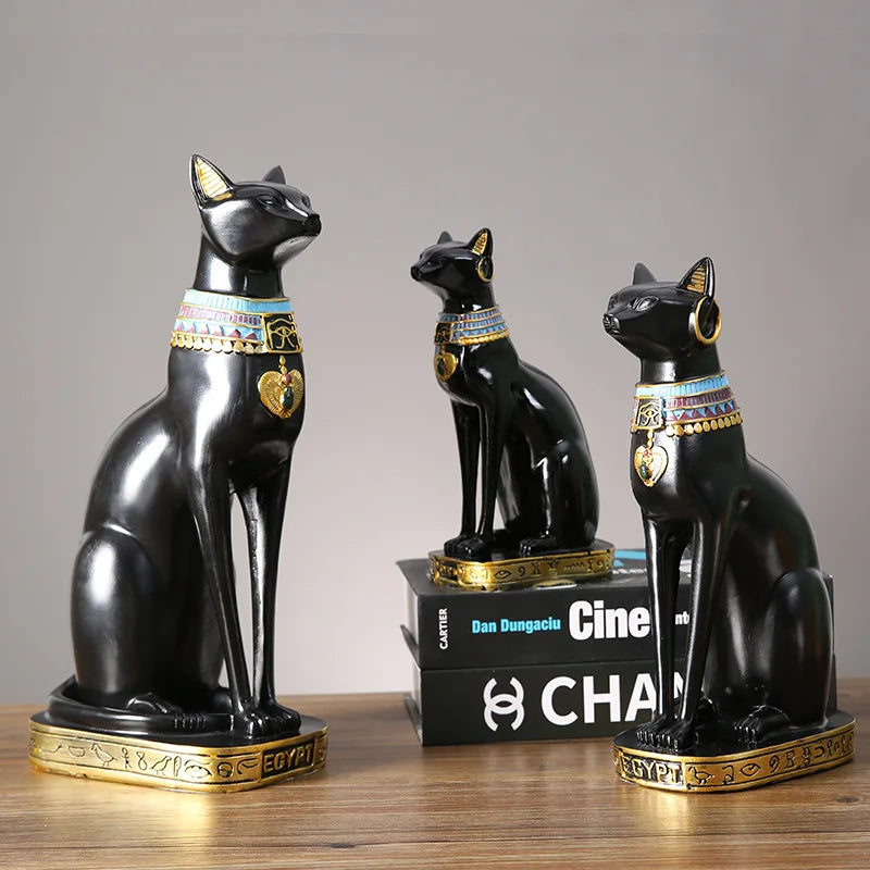 Egyptian Cat Resin Figurine – Modern Home Decor Sculpture, Interior Ornament