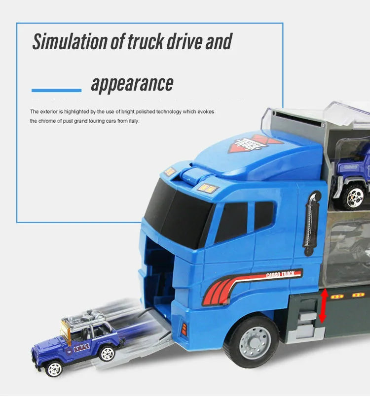 10 In 1 Construction Toys Truck Storage Die-cast Vehicle Transporter Car Set Excavator Dump Truck Digger Backhoe for Kids Gift