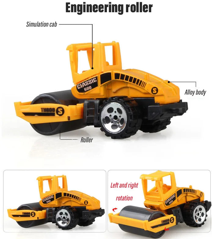 10 In 1 Construction Toys Truck Storage Die-cast Vehicle Transporter Car Set Excavator Dump Truck Digger Backhoe for Kids Gift