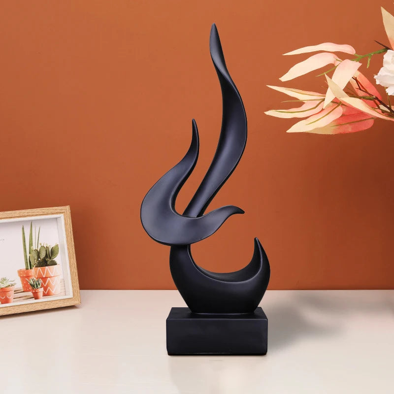 Abstract Flame Bird Sculpture – Modern Resin Home Decor Ornament