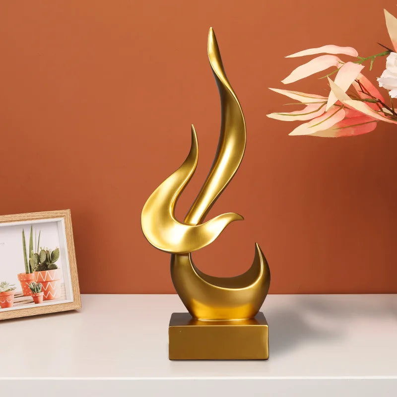 Abstract Flame Bird Sculpture – Modern Resin Home Decor Ornament