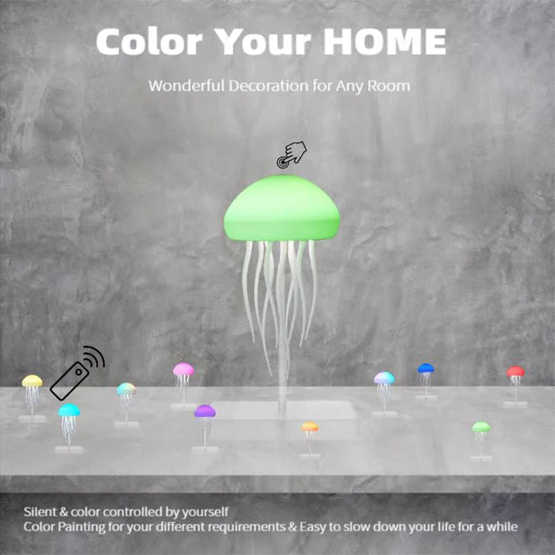 Jellyfish Lamp Remote & Touch Controlled, RGB Gradient Rechargeable Dancing Tentacles Night Light for Home Office Bedside Decor
