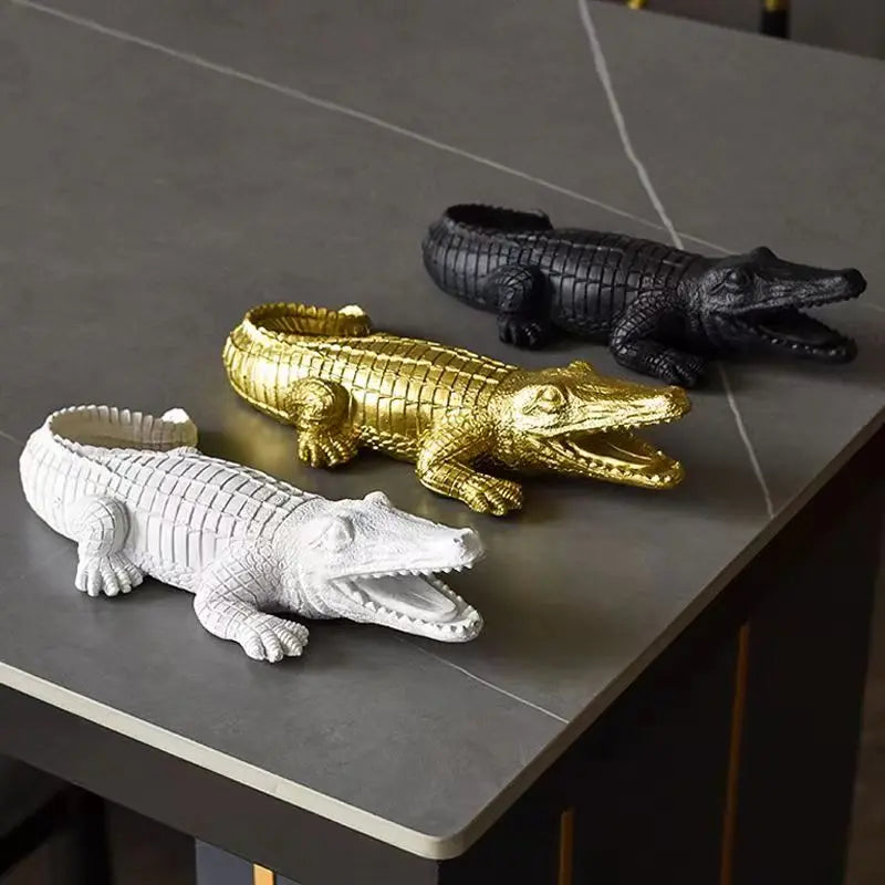 UHKA Colorful Crocodile Resin Figurine — Modern Animal Ornament for Home Decor