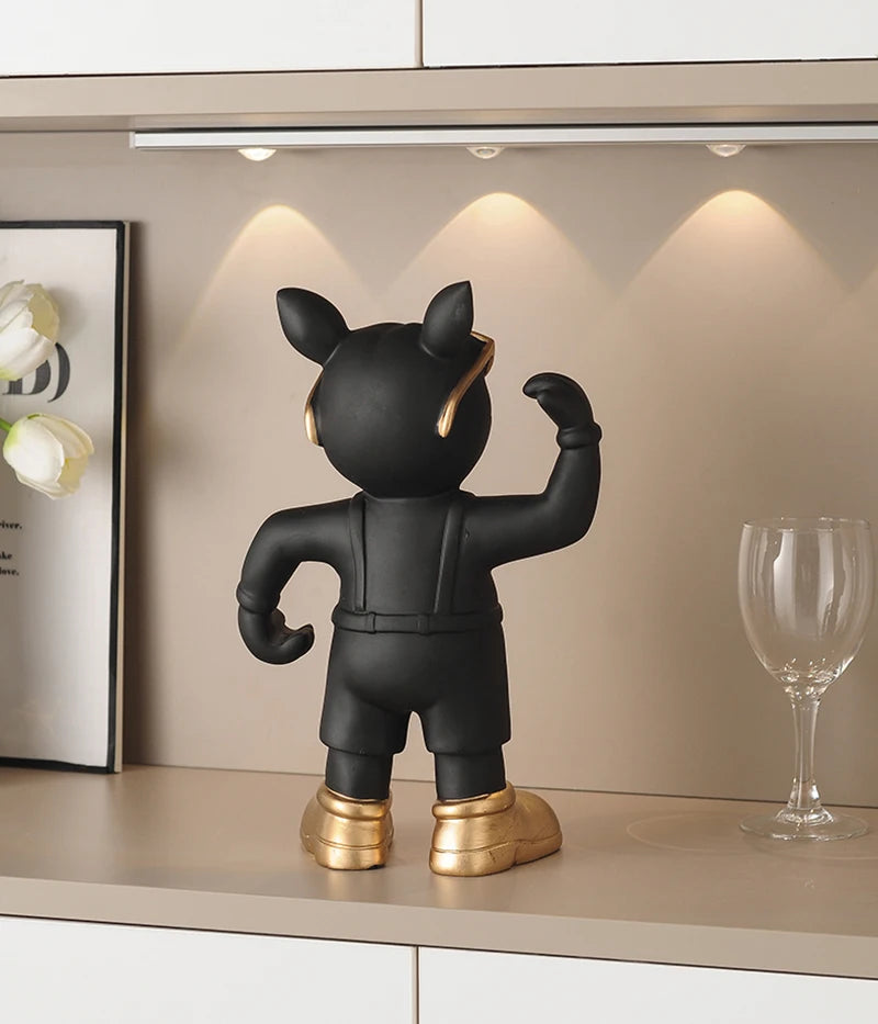 Matte Bulldog Wine Holder Figurine – Modern Resin Animal Ornament for Home Decor